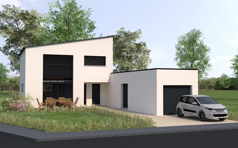 Toit de maison contemporaine plat à Rennes projet